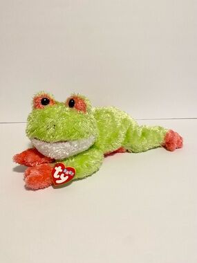 Baby TY Pillow Pal SNUGGLEFROG 12" Frog 2001 Plush Stuffed Animal Toy w Heart